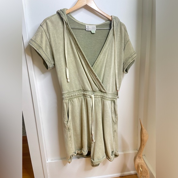 Anthropologie Saturday Sunday Olive Green Hooded Sweater Romper Women’s S - Picture 2 of 7